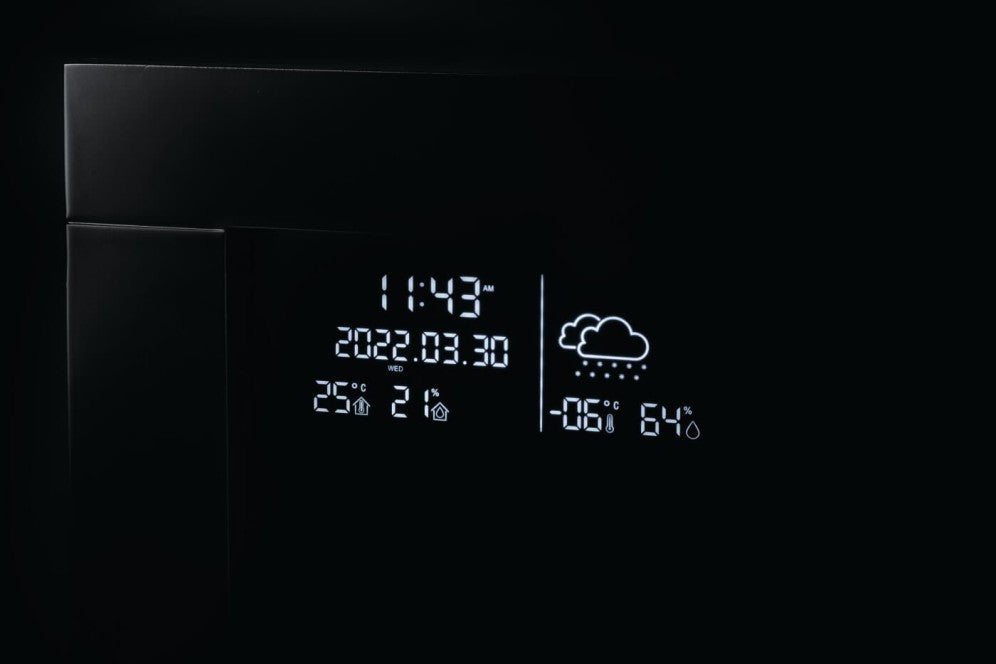 Napoleon Stylus Cara Elite Wall Mount Electric Fireplace - NEFP32-5019W-IOT Weather Display