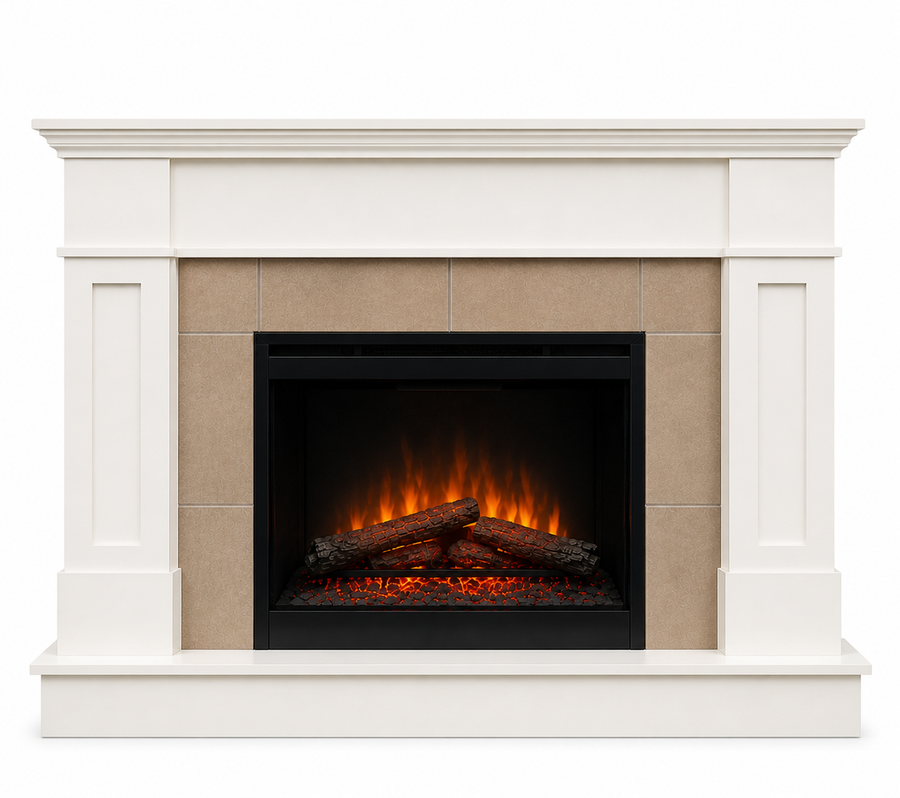The Luna Custom Mantel in Benjamin Moore Cloud White