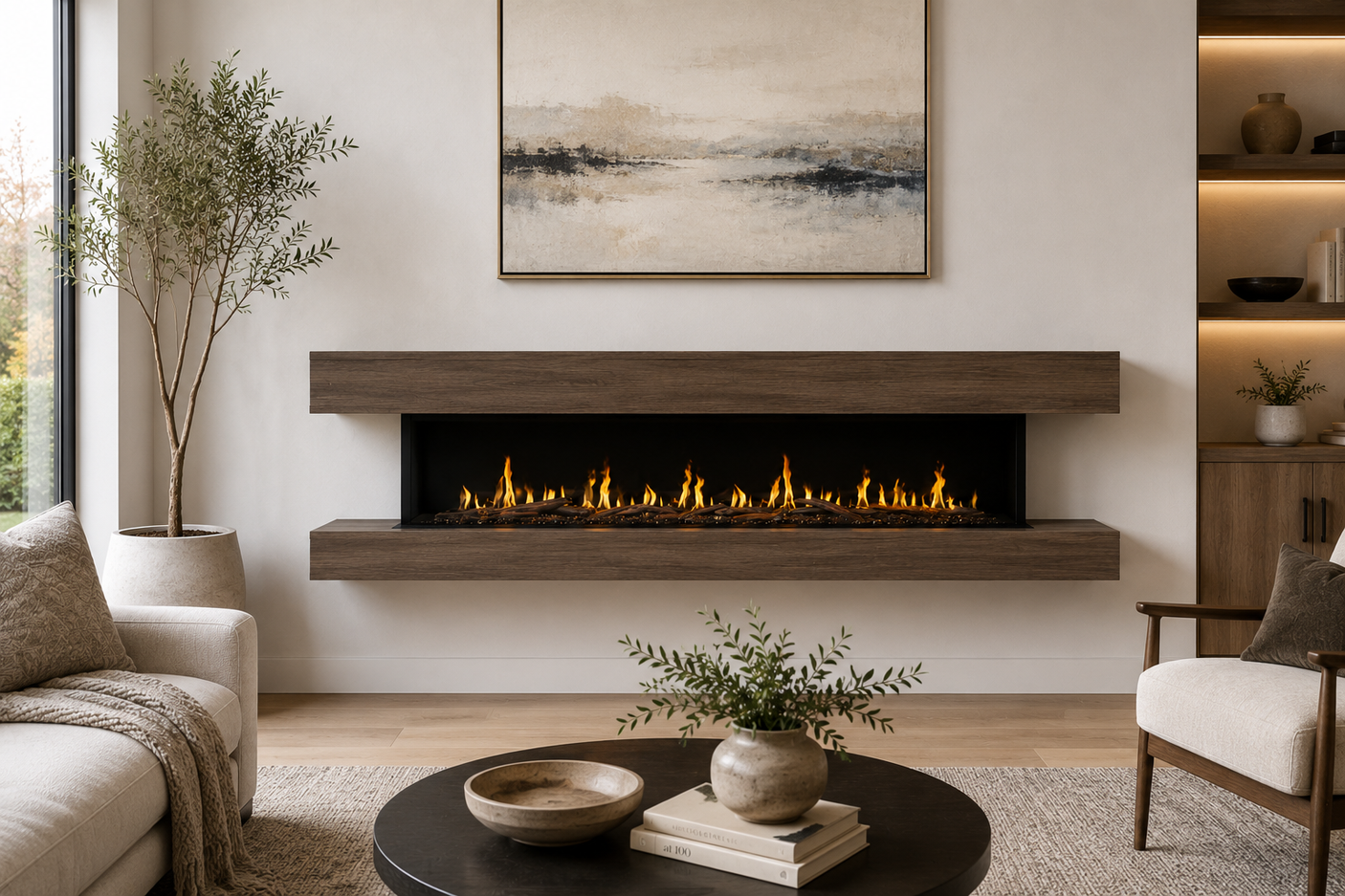 Modern Flames Weathered Walnut Floating Mantel for 76" Orion - WSS-OR76-WW