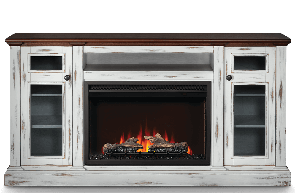 Tv stand with shop fireplace cherry wood