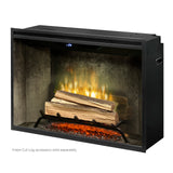 Dimplex Revillusion 36" Weathered Concrete Electric Fireplace with front glass wood cut logs - RBF36WC-FG
