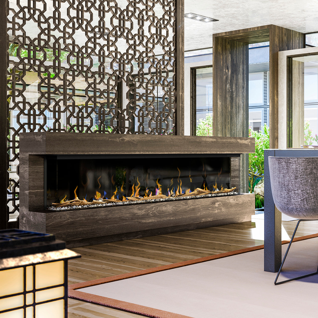 Dimplex IgniteXL Bold 100" Linear Electric Fireplace in living room - XLF10017-XD