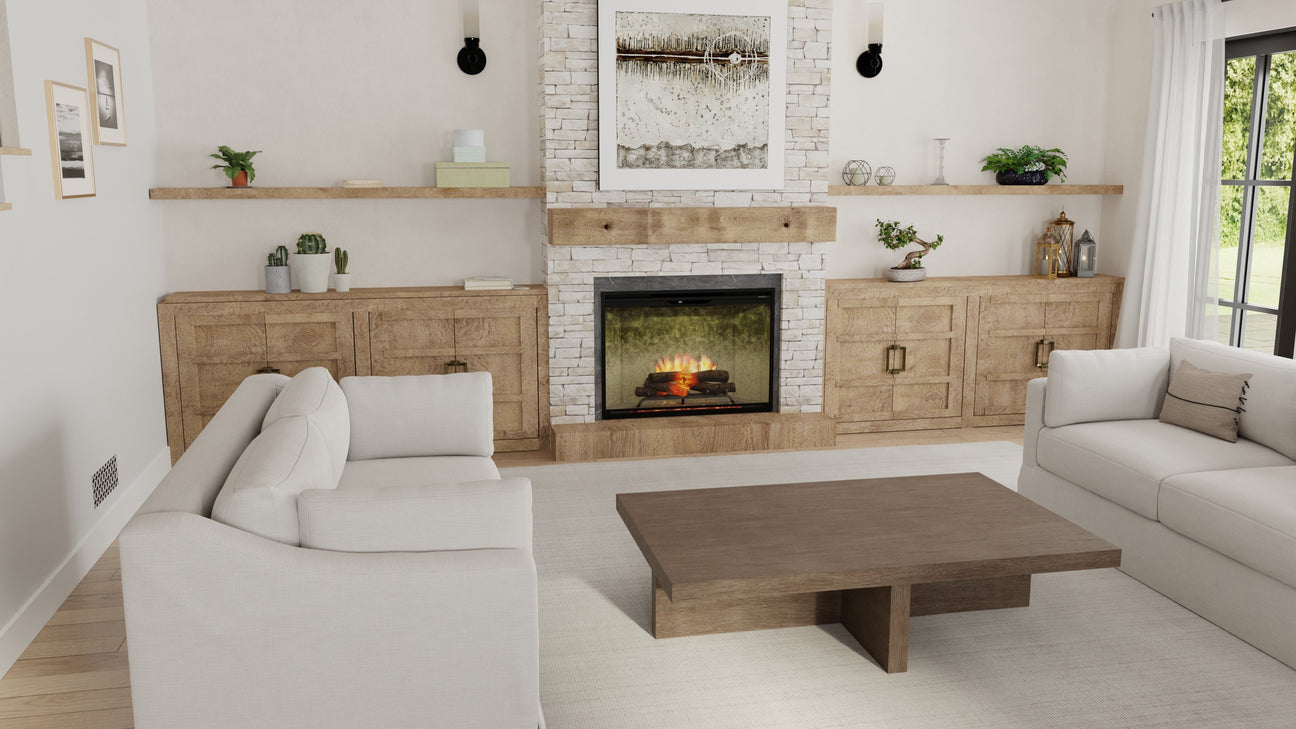 Designed to fit into your existing fireplace opening — no venting or renovations required.