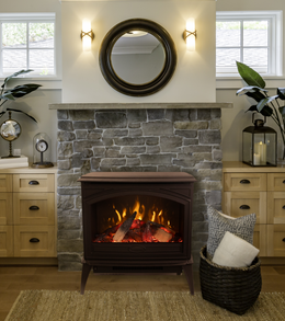Amantii Cast Iron Freestanding Electric Fireplace Stove lifestyle view