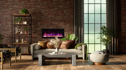 Amantii Evolution 42 inch Fire & Ice Linear Electric Fireplace lifestyle view