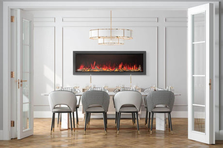 Napoleon Astound 74 inch Built-In Electric Fireplace dining room - NEFB74AB