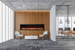 Napoleon Astound 96 inch Built-In Electric Fireplace office with birch logs and black crystals - NEFB96AB