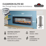 Napoleon 60" CLEARion Elite Electric Fireplace Wall mount - NEFBD60HE