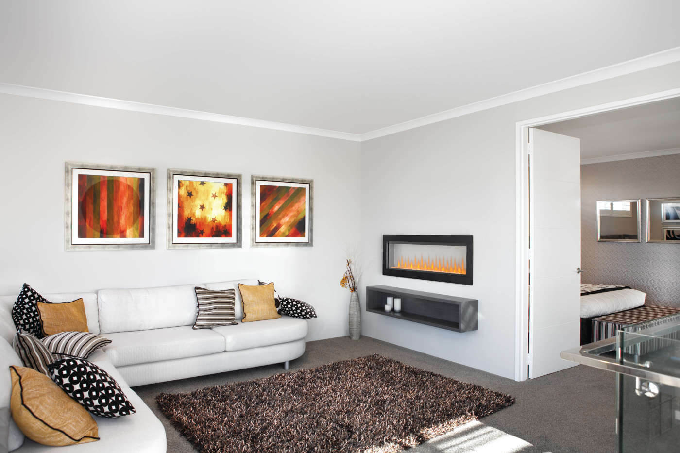 Napoleon CLEARion Elite 60 inch See-Through Built-In Electric Fireplace living room - NEFBD60HE