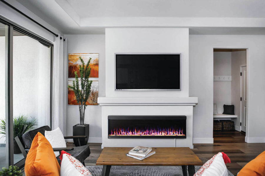Napoleon TriVista Pictura 60 inch Three-Sided Wall Hanging Electric Fireplace living room with crystal media - NEFL60H-3SV