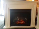 The Sheffield Custom Mantel in Benjamin Moore Cloud White with Dimplex BFSL33 Firebox