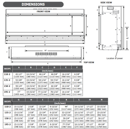 Regency Skope 53" 3-Sided Built-in Electric Fireplace Dimensions - E135