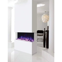 Amantii 50-TRU-VIEW-XL three-sided electric fireplace living room installation