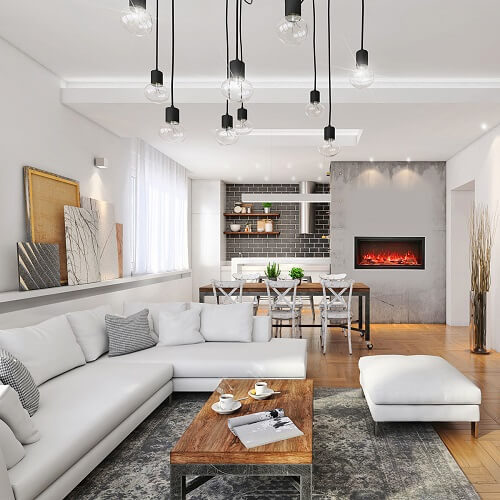 Amantii Symmetry 42 XT electric fireplace lifestyle installation