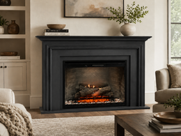 Ashford 54 inch Custom Electric Fireplace Mantel Package with Dimplex Firebox lifestyle view