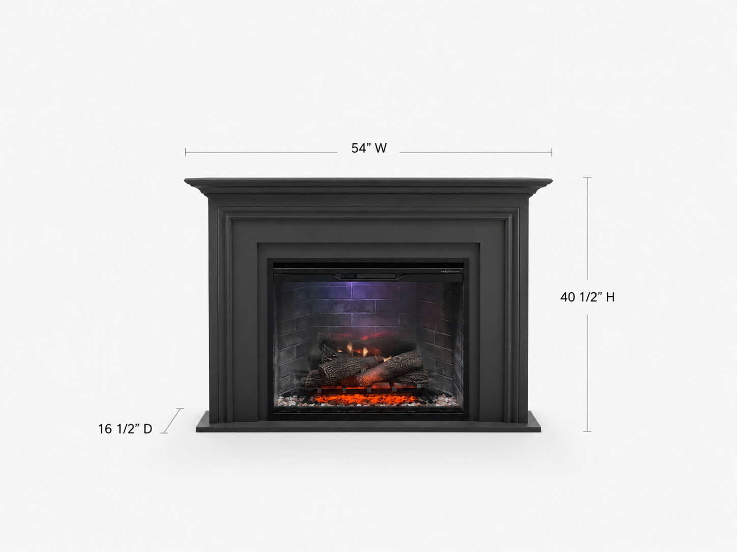 Ashford 54 inch Custom Electric Fireplace Mantel Package with Dimplex Firebox flame detail