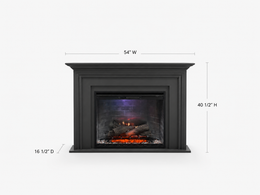 Ashford 54 inch Custom Electric Fireplace Mantel Package with Dimplex Firebox flame detail