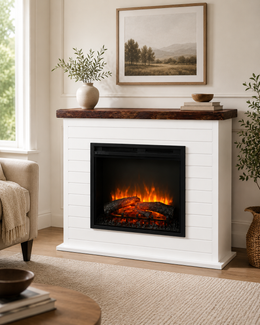 The Sebastian Custom Mantel in Shiplap lifestyle view