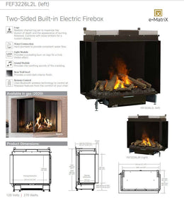 Dimplex Optimyst e-MatriX FEF3226L2L product views and dimensional features
