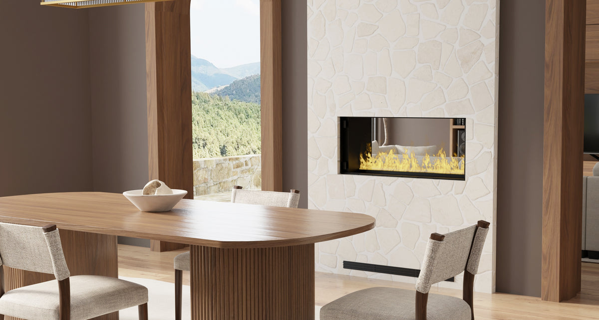 Dimplex Optimyst RGB Pro Box water vapor fireplace in a contemporary interior