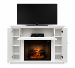 The Supreme Entertainment Suite in Benjamin Moore Cloud White flame detail