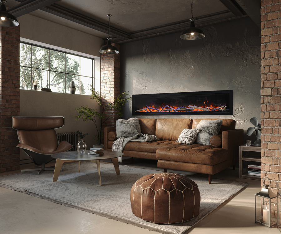 Amantii Symmetry Lumina electric fireplace lifestyle view
