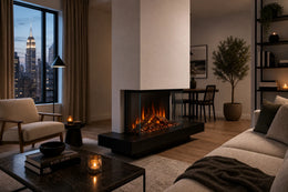 British Fires 30 inch Ashlett Black Edition electric insert - official lifestyle image