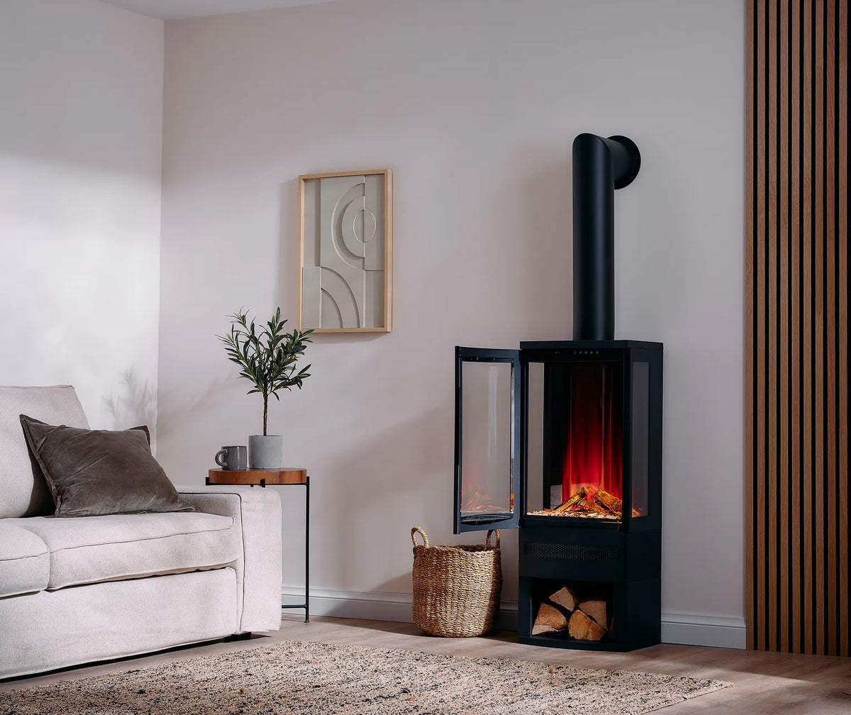 British Fires Bramshaw Black Edition electric stove - official lifestyle image
