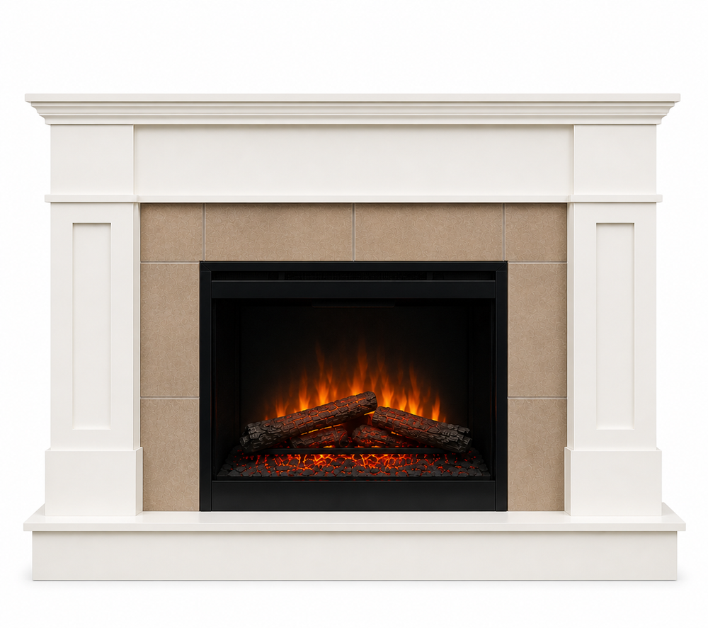 The Luna Custom Mantel in Benjamin Moore Cloud White