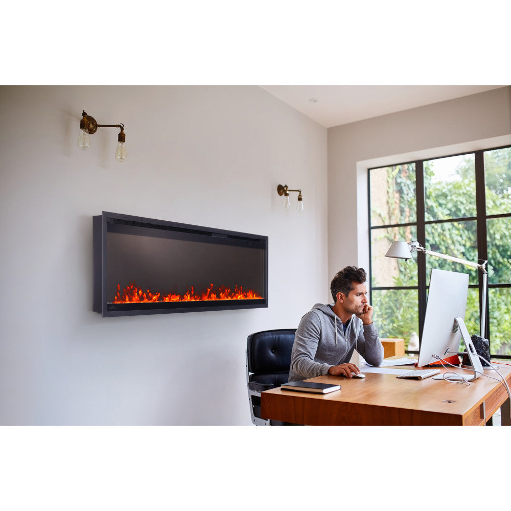 Napoleon Astound 50 SlimMount electric fireplace in an office setting