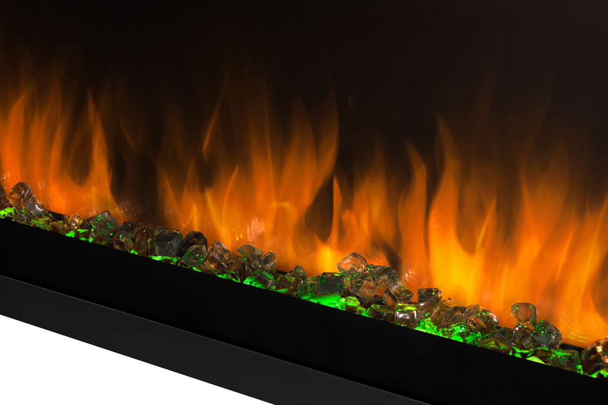Napoleon Astound 62 SlimMount electric fireplace green ember bed detail