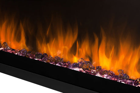 Napoleon Astound 62 SlimMount electric fireplace purple ember bed detail