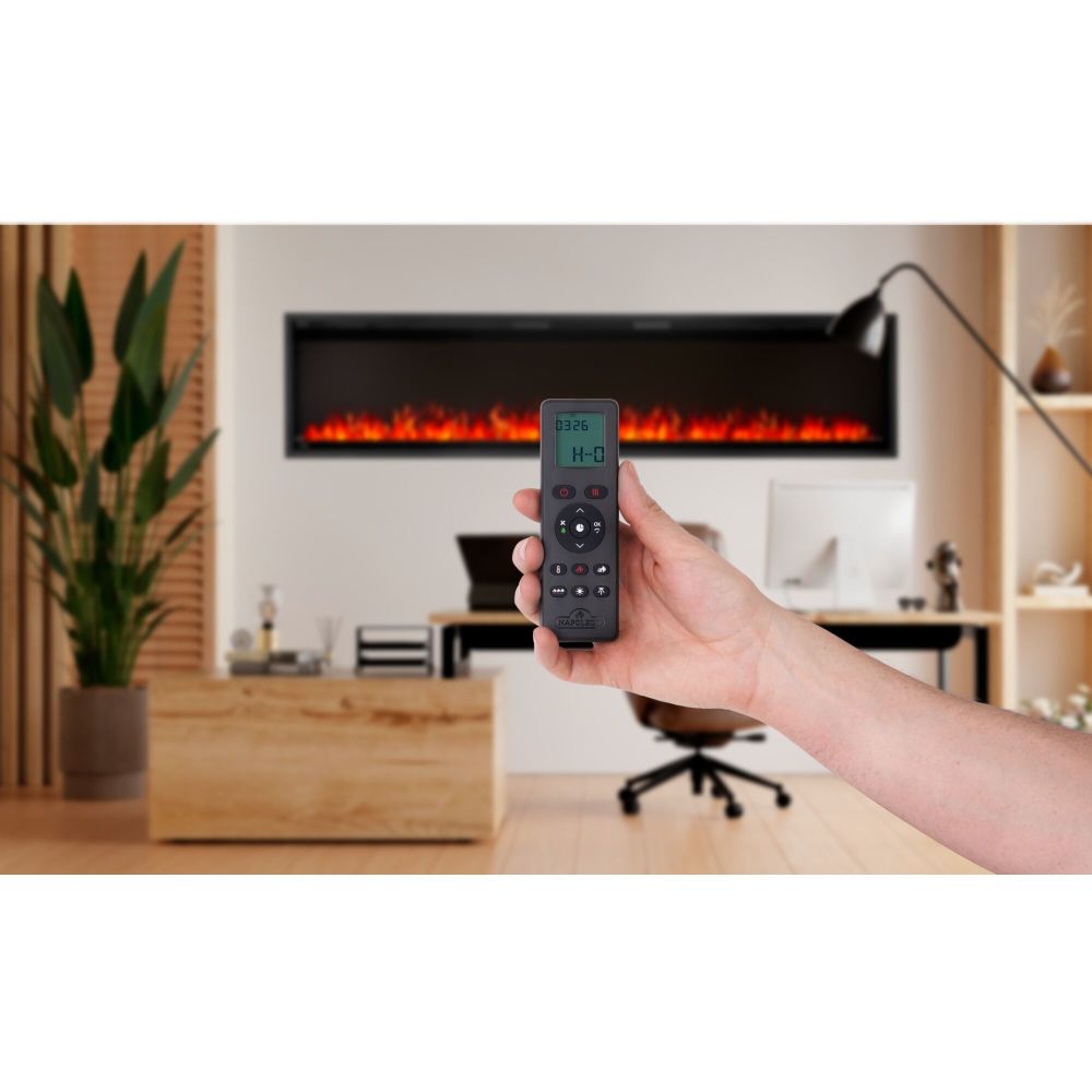 Napoleon Astound 74 SlimMount electric fireplace with included remote control