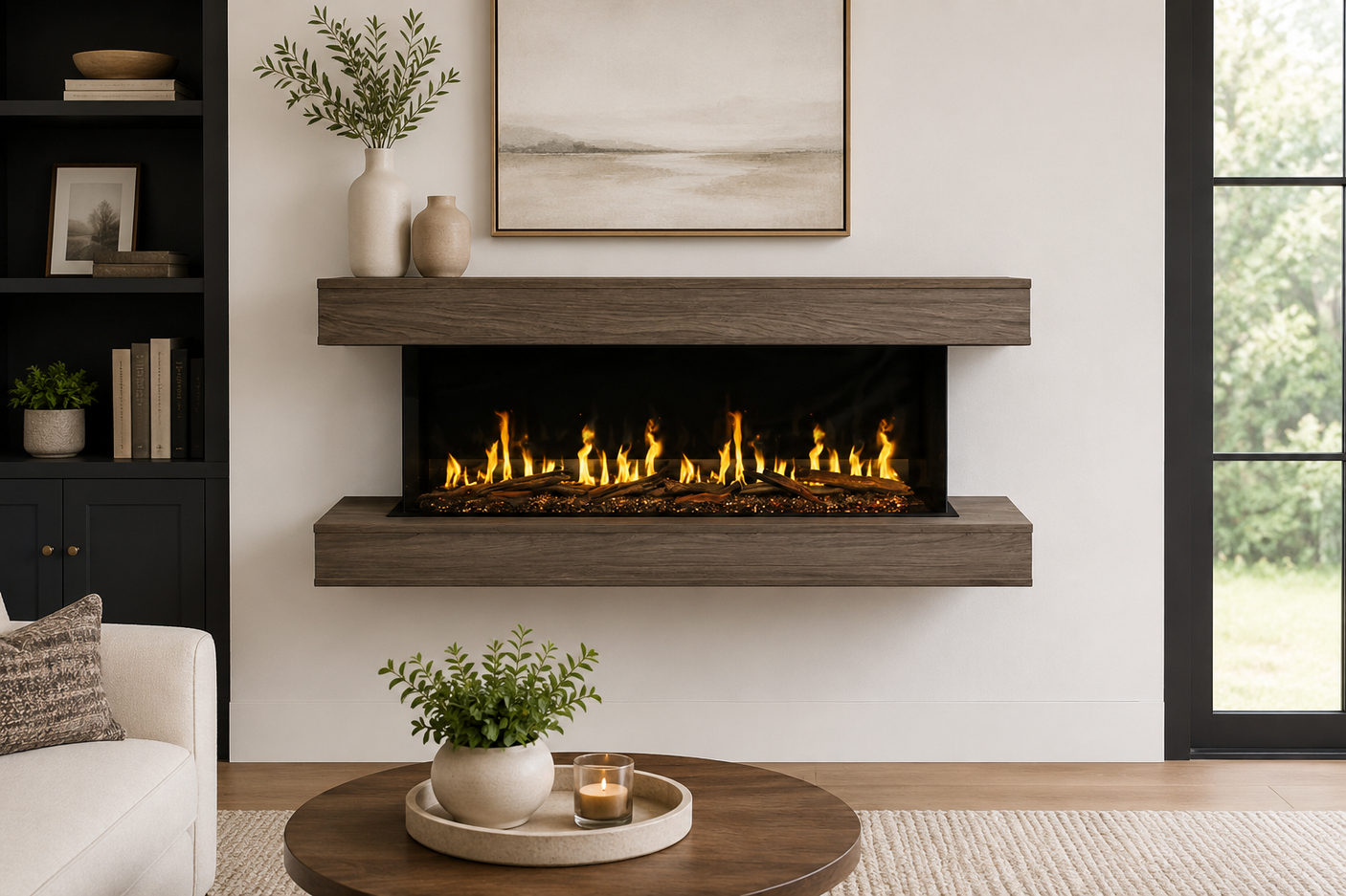 Modern Flames Driftwood Gray Floating Mantel for 52" Orion - WSS-OR52-DW