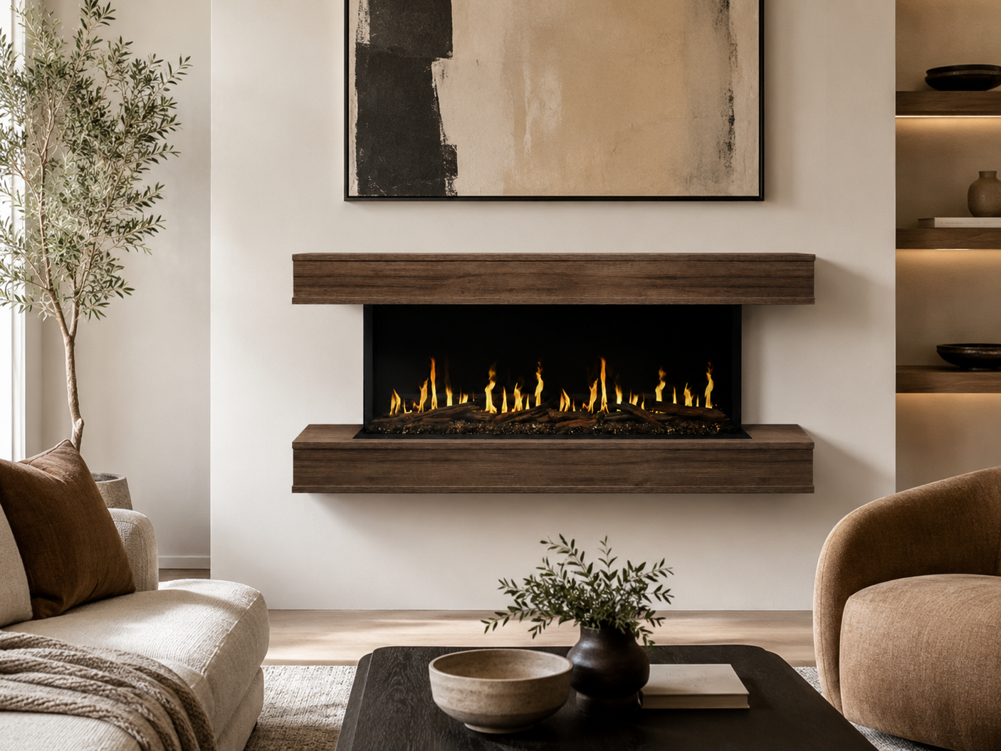 Modern Flames Weathered Walnut Floating Mantel for 52" Orion - WSS-OR52-WW