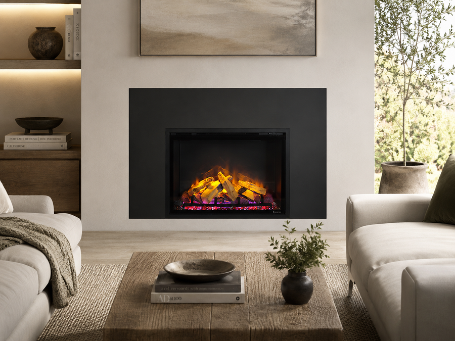 Regency Atmosphere electric fireplace insert with oversized backing plate