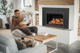 Napoleon Rosedale 2 26-inch electric fireplace installed with faceplate and backerplate