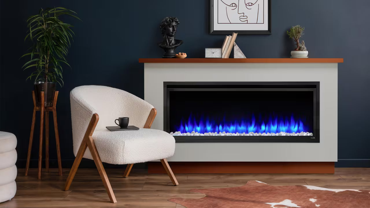 SimpliFire Allusion Platinum 50-inch electric fireplace contemporary room installation