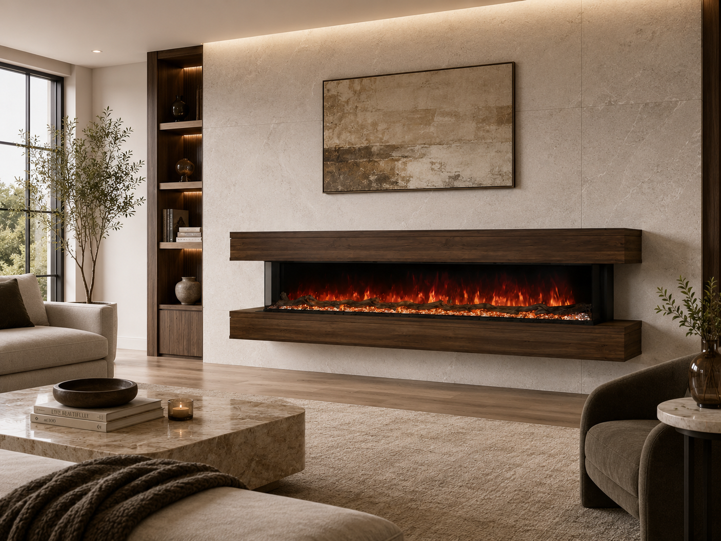 Modern Flames 82" Wall-mount Cabinet Weathered Walnut - WMC-68LPM-WW