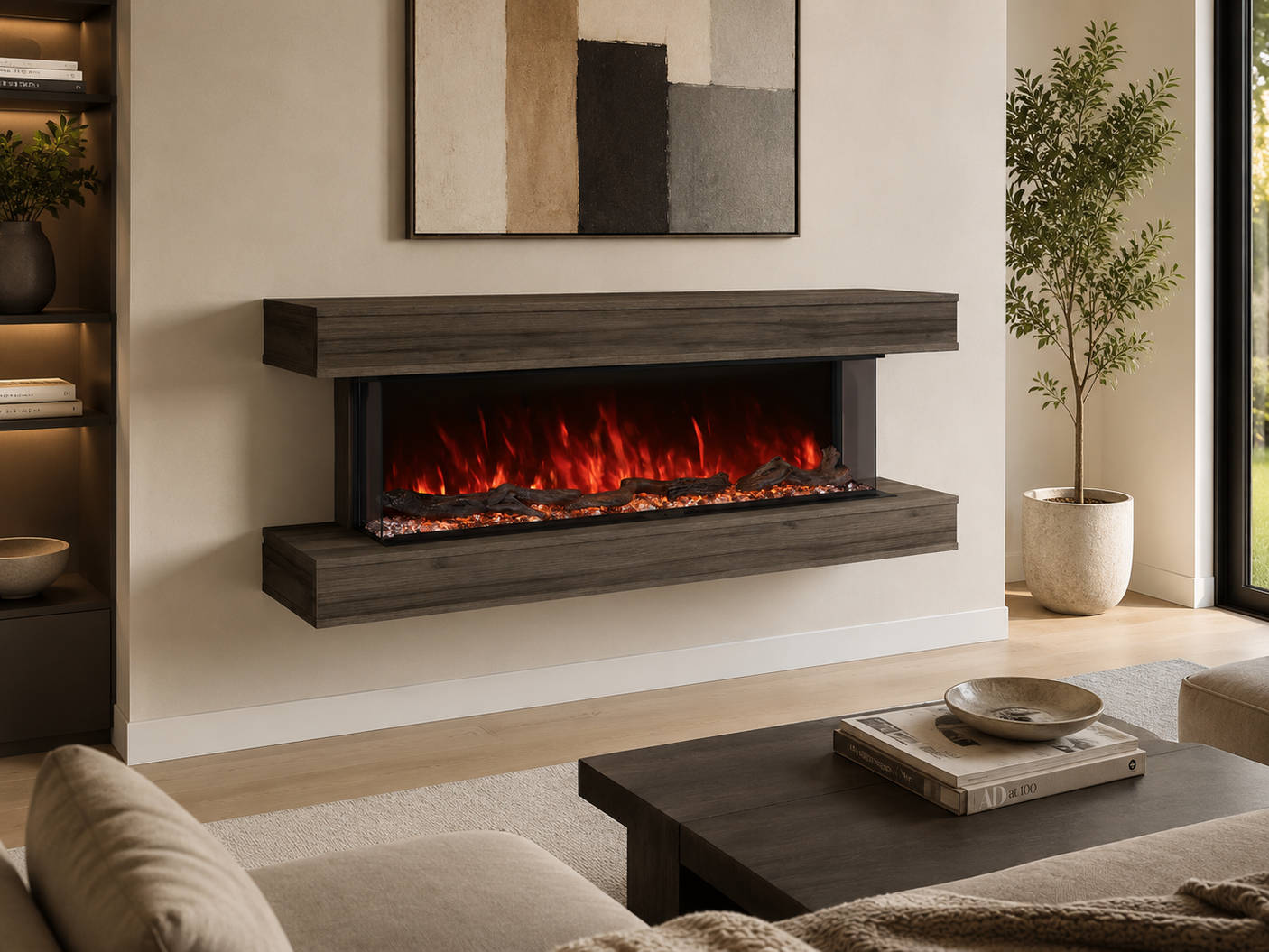 Modern Flames 58" Wall-mount Cabinet Coastal Sand - WMC-44LPM-DW