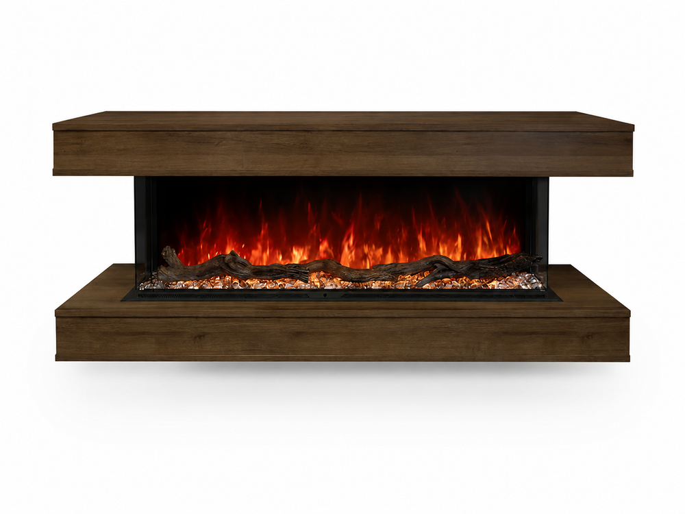 Modern Flames 58 inch Wall-mount Cabinet Weathered Walnut