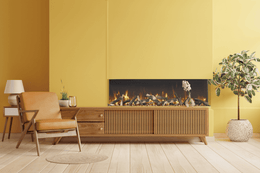 Amantii TRV-65-BESPOKE Smart Indoor/Outdoor 3-Sided Electric Fireplace lifestyle view