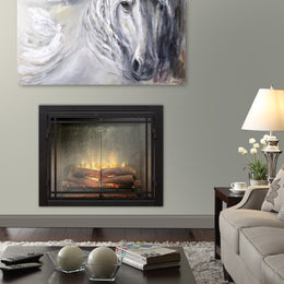Dimplex 42" Revillusion Weathered Concrete Electric Fireplace with front glass living room - RBF42WC-FG