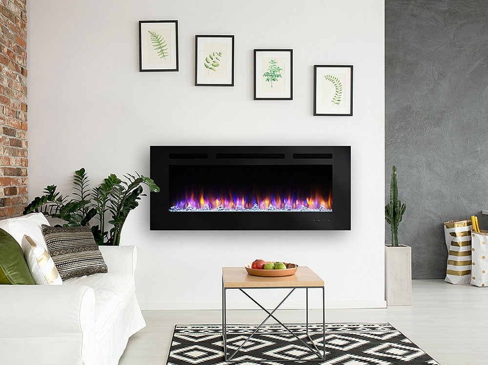 60 inch Allusion SimpliFire Wall Mount Electric Fireplace flame detail